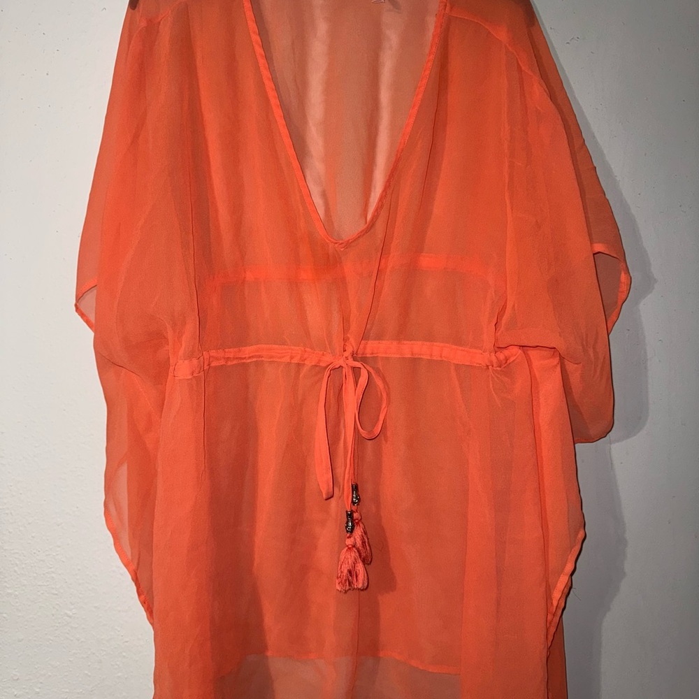 Sheer Orange Swim Cover-Up